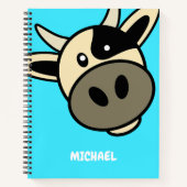 Leuke Koe hoofd | Eenvoudige Cartoon naam Monogram Notitieboek (Voorkant)