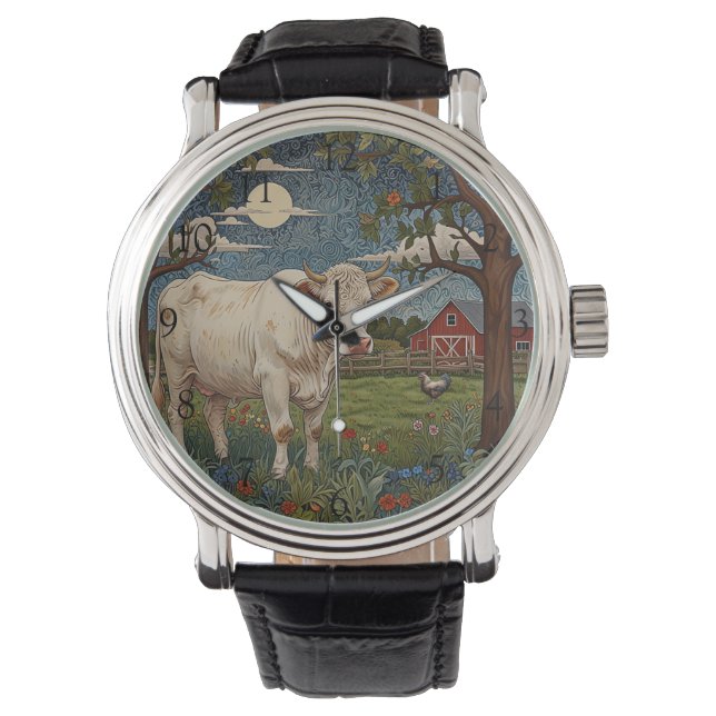 Leuke  koe in weide scene horloge (Voorkant)