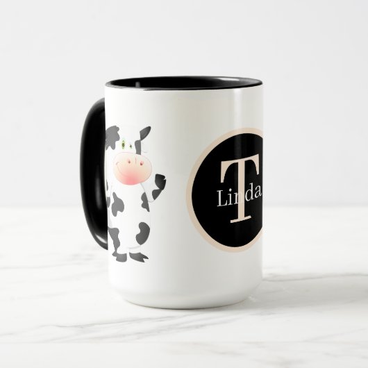 Leuke koe liefhebber Monogram toevoegen Mok (Voorkant links)