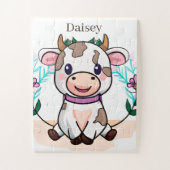 Leuke koe liefhebbers Voeg naam meisjes Legpuzzel (Verticaal)