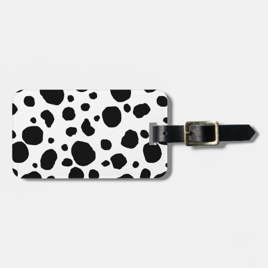 Leuke Koe Print Zwart en Wit Gepersonaliseerd Bagagelabel (Voorkant horizontaal)