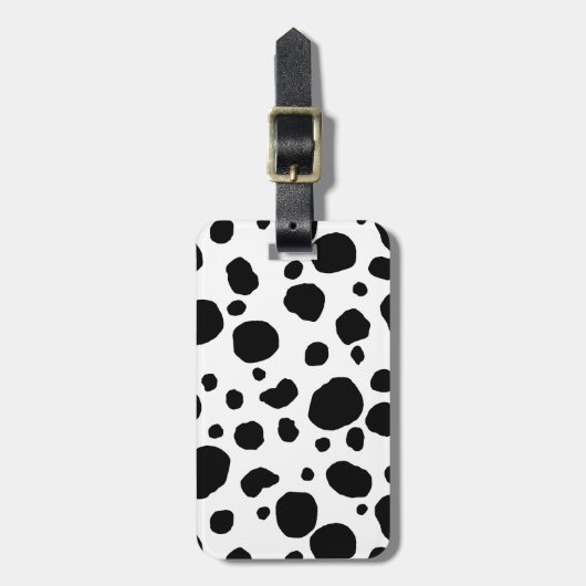 Leuke Koe Print Zwart en Wit Gepersonaliseerd Bagagelabel (Voorkant verticaal)