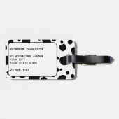 Leuke Koe Print Zwart en Wit Gepersonaliseerd Bagagelabel (Achterkant horizontaal)