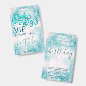 Leuke koele glitterscript zwembadfeest VIP-badge Badge (Voor- en achterkant)