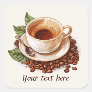 Leuke koffie Bericht toevoegen Vierkante Sticker