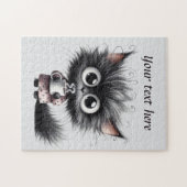 Leuke koffie kat tekst toevoegen legpuzzel (Horizontaal)