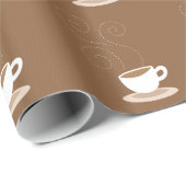 Leuke koffiekop op bruine patroonachtergrond cadeaupapier (Rol Hoek)