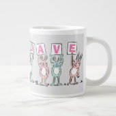 Leuke Konijn Ontwerp met 4 Letterige Naam Extra Grote Beker (Rechts)