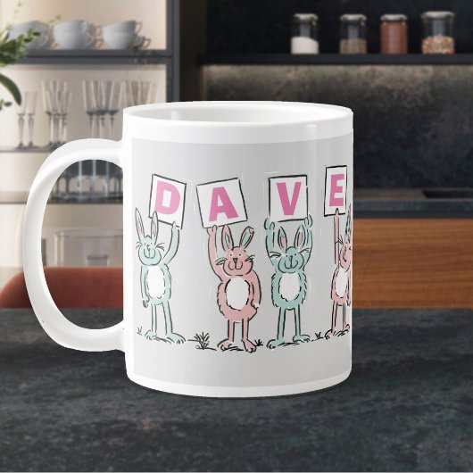 Leuke Konijn Ontwerp met 4 Letterige Naam Extra Grote Beker