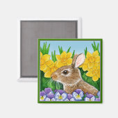 Leuke konijntje konijn paaslente tuin magneet (Voorkant / Achterkant)