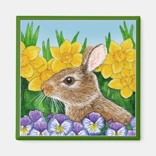 Leuke konijntje konijn paaslente tuin magneet (Voorkant)
