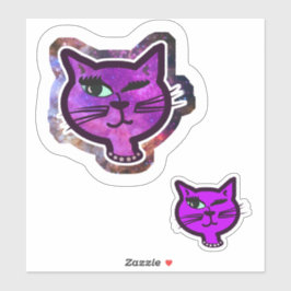 Leuke Kosmos Sparkle Winking Kat Sticker