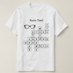 Leuke kruiswoordpuzzel zwart-wit t-shirt