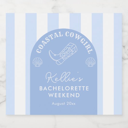 Leuke kust cowgirl vrijgezellenfeest cadeautje sparkling wijnetiket (Enkel label)