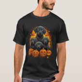 Leuke labrador retrievers zwart lab pompoen hallow t-shirt (Voorkant)