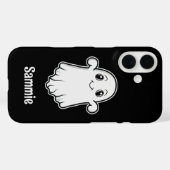 Leuke lachende Cartoon Ghost met aangepaste naam Case-Mate iPhone Case (Achterkant (horizontaal))