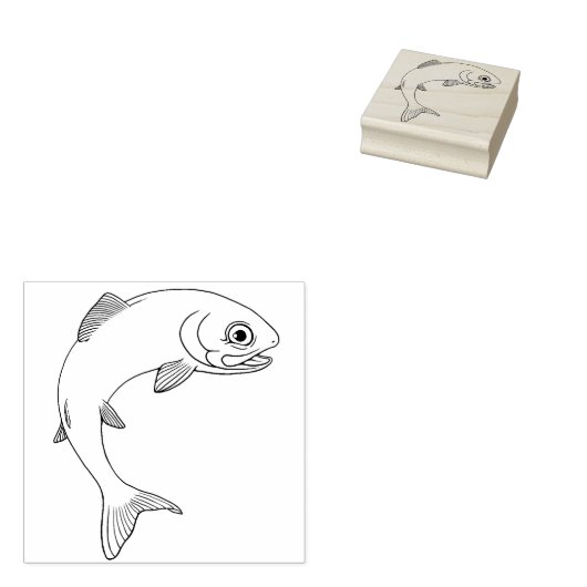 Leuke lachende forel vis rubberstempel 	rubberstempel (Gestempeld)