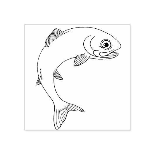 Leuke lachende forel vis rubberstempel 	rubberstempel (Afrduk)
