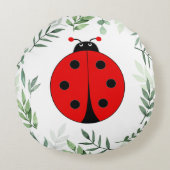 Leuke Lady Bug en Plant bladeren Rond Kussen (Voorkant)