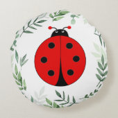 Leuke Lady Bug en Plant bladeren Rond Kussen (Achterkant)