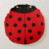 Leuke Lady Bug in Zwart & Rood Rond Kussen (Voorkant)