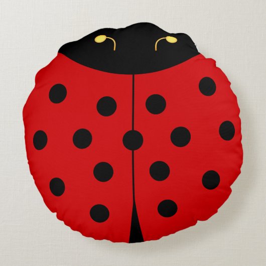 Leuke Lady Bug in Zwart & Rood Rond Kussen (Achterkant)