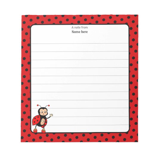 Leuke Lady Bug Lined Notitieblok (Voorkant)