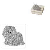 Leuke Lange Haired Hond Met Boog Rubberstempel (Gestempeld)