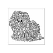 Leuke Lange Haired Hond Met Boog Rubberstempel (Afrduk)
