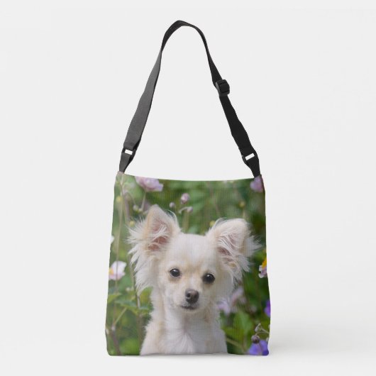 Leuke langharige crème Chihuahua Hondenpuppy - Crossbody Tas (Achterkant)