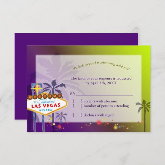 Leuke Las Vegas Bestemming Trouwfeest RSVP (Voorkant / Achterkant)