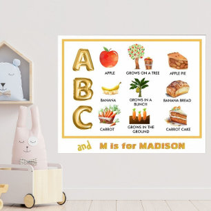 Leuke Leer ABC Appel Banaan Wortel’s Verhaal Naam Poster