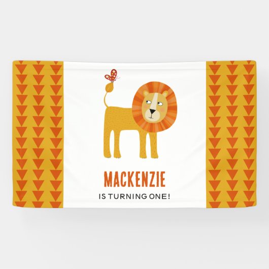 Leuke Leeuw Eerste Verjaardag Spandoek (Horizontaal)