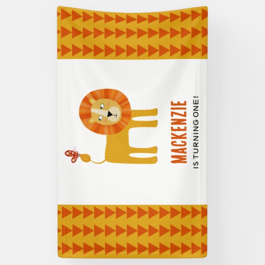 Leuke Leeuw Eerste Verjaardag Spandoek (Verticaal)