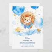 Leuke Leeuw Verjaardag uitnodiging (Voorkant / Achterkant)