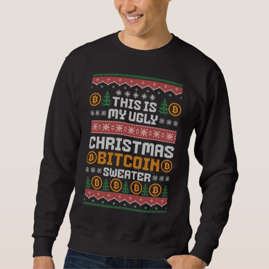 Leuke LELIJKE KERST BITCOIN Faux Knit Patroon Trui (Voorkant)