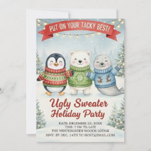 Leuke lelijke trui feestelijke feest partij pinguï kaart