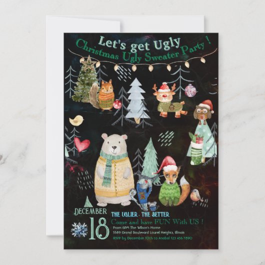 Leuke lelijke trui kerst party uitnodiging (Voorkant)