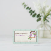 Leuke lenteuil met mint groene geruite rand visitekaartje (Staand voorkant)