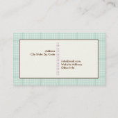 Leuke lenteuil met mint groene geruite rand visitekaartje (Achterkant)