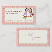 Leuke lenteuil op een tak, oranje geruite rand visitekaartje (Voorkant / Achterkant)