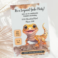 Leuke Leopard Gecko Verjaardagsfeestuitnodiging