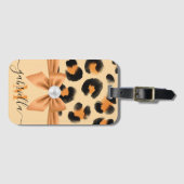 Leuke Leopard Print en Bow Bagagelabel (Voorkant (horizontaal))