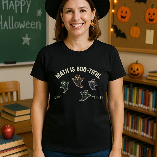 Leuke leraar Halloween Wiskunde is bootiful Ghost T-shirt