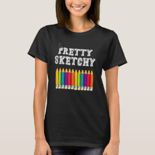 Leuke Leraar Humor Doorgestoken Gekleurde Potloden T-shirt