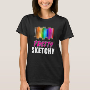 Leuke Leraar Humor Prachtig Sketchy Kleurpotloden T-shirt