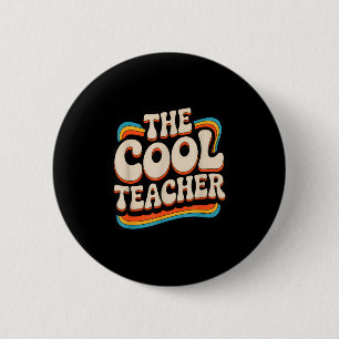 Leuke leraar retro vintage stijl schoolpersoneel ronde button 5,7 cm