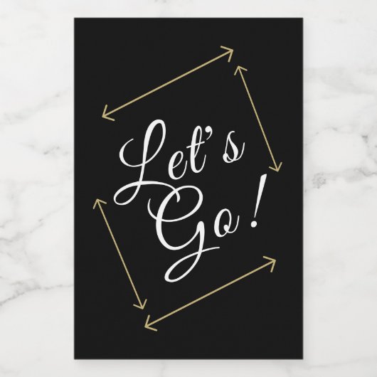 leuke LET'S GO! lettering | Wijn Etiket (Enkel label)