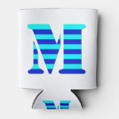 LEUKE LETTER M, BLAUW Minimaal Zwart Grappig Blikjeskoeler (Voorkant)