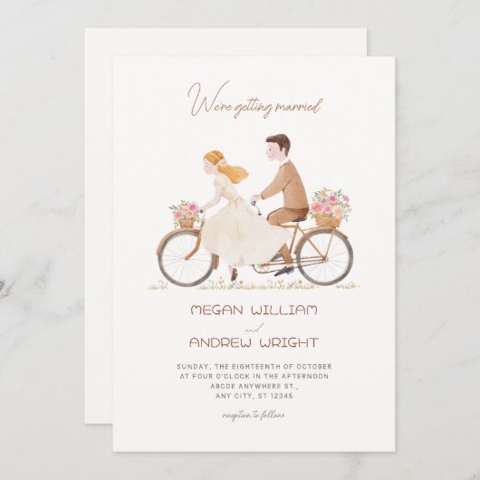 Leuke leuke romantische bloemen paar hand getekend kaart (Voorkant / Achterkant)